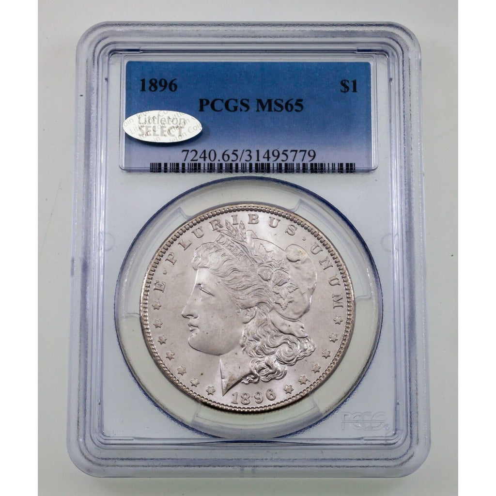 1896 $1 Silver Morgan Dollar Graded by PCGS as MS65