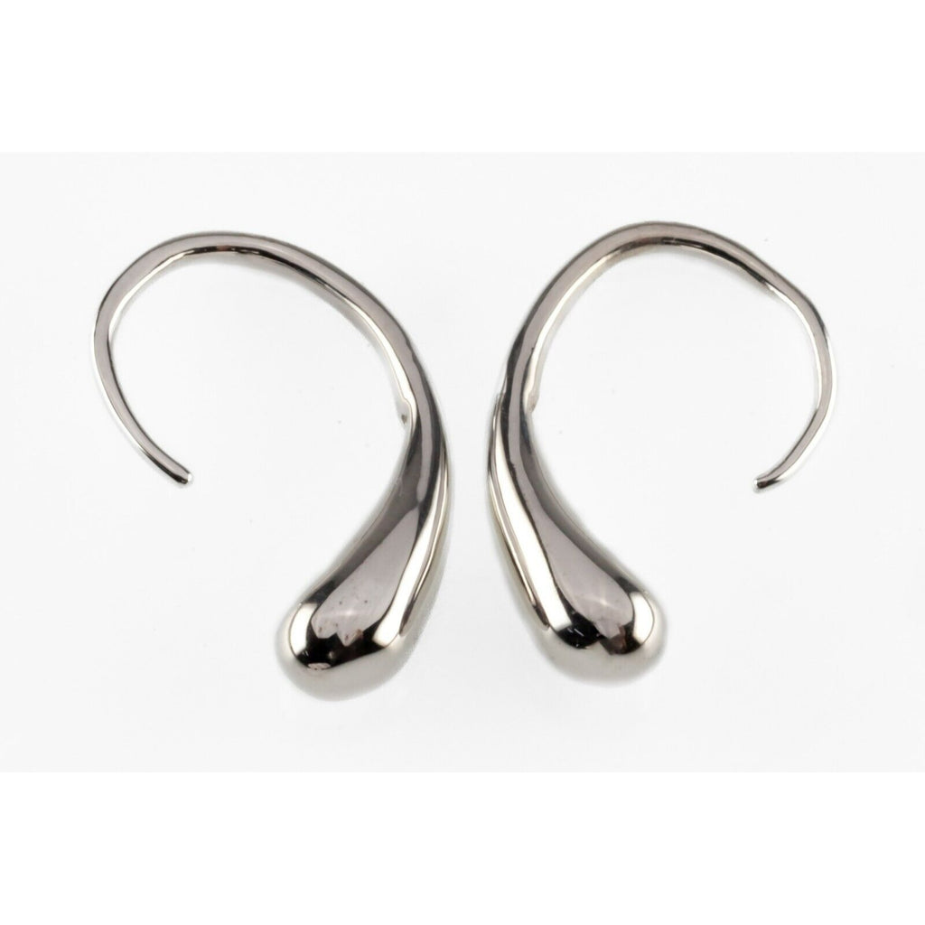 Tiffany & Co. Sterling Silver Teardrop Hoop Earrings Retail $675