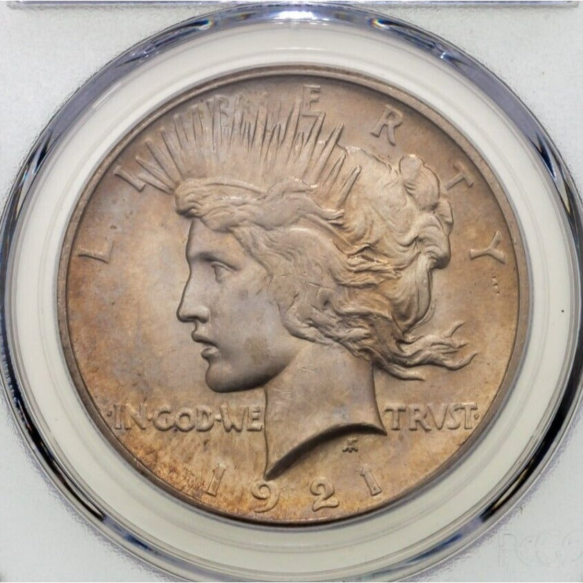 1921 S$1 Silver Peace Dollar High Relief Graded by PCGS as MS-64 Gold Shield