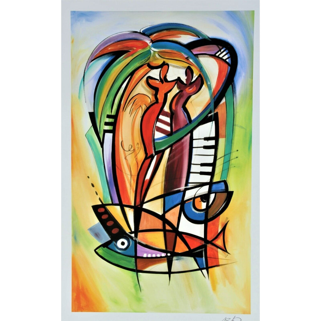 Rhythm in the Tropics by Alfred Gockel Seriolithograph on Paper Signed in Plate