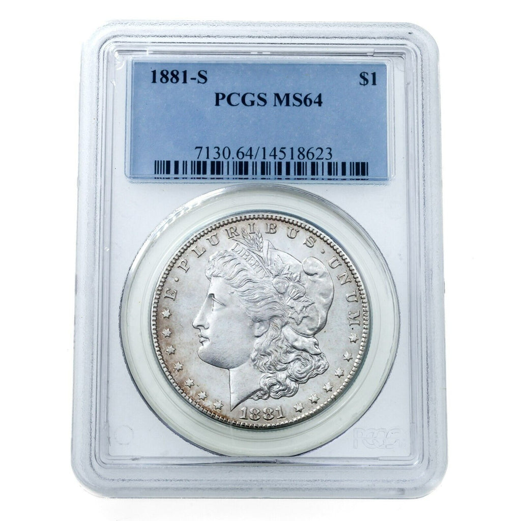 1881-S $1 Silver Morgan Dollar Graded by PCGS as MS-64! Great Morgan!