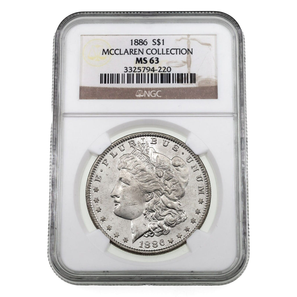 1886 $1 Silver Morgan Dollar Graded by NGC as MS-63 McClaren Collection