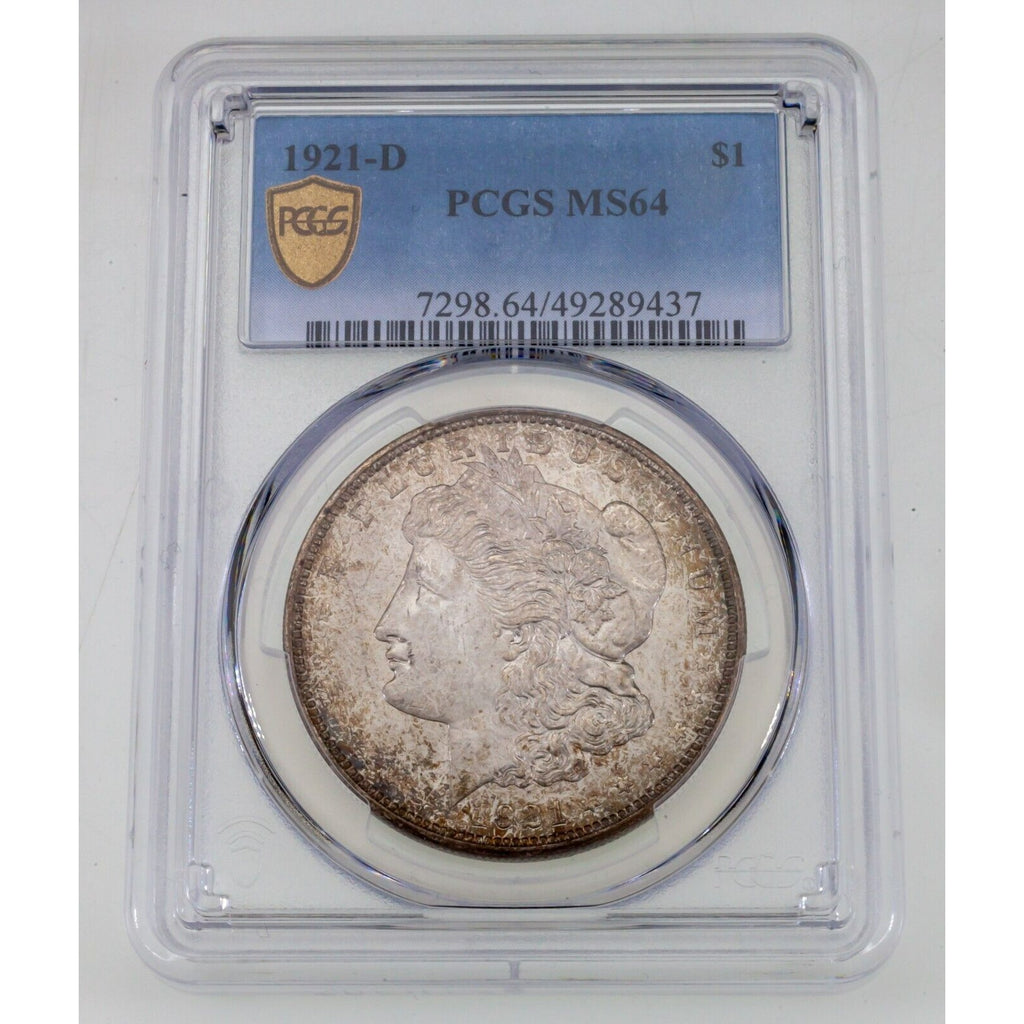 1921-D $1 Silver Morgan Dollar Graded by PCGS as MS-64