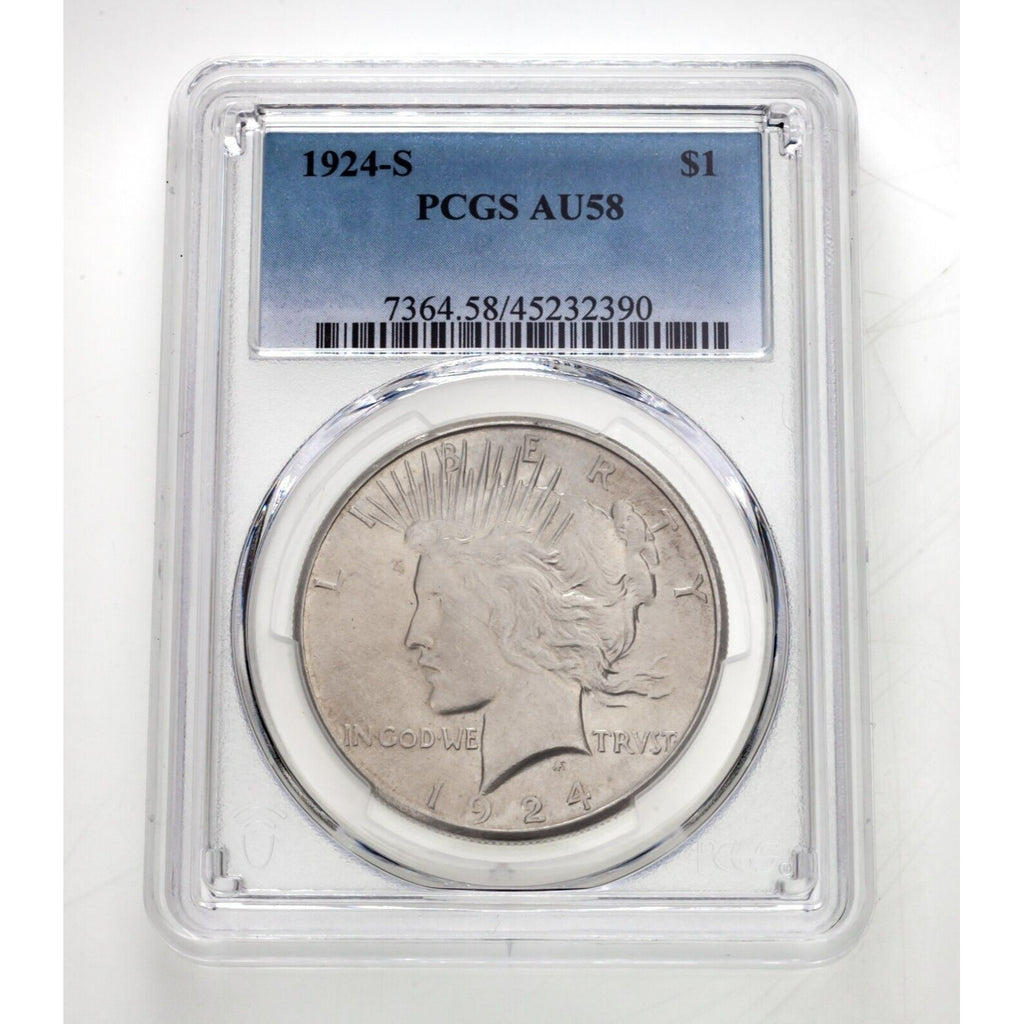 1924-S $1 Peace Dollar Graded By PCGS As AU58 Gorgeous Coin!