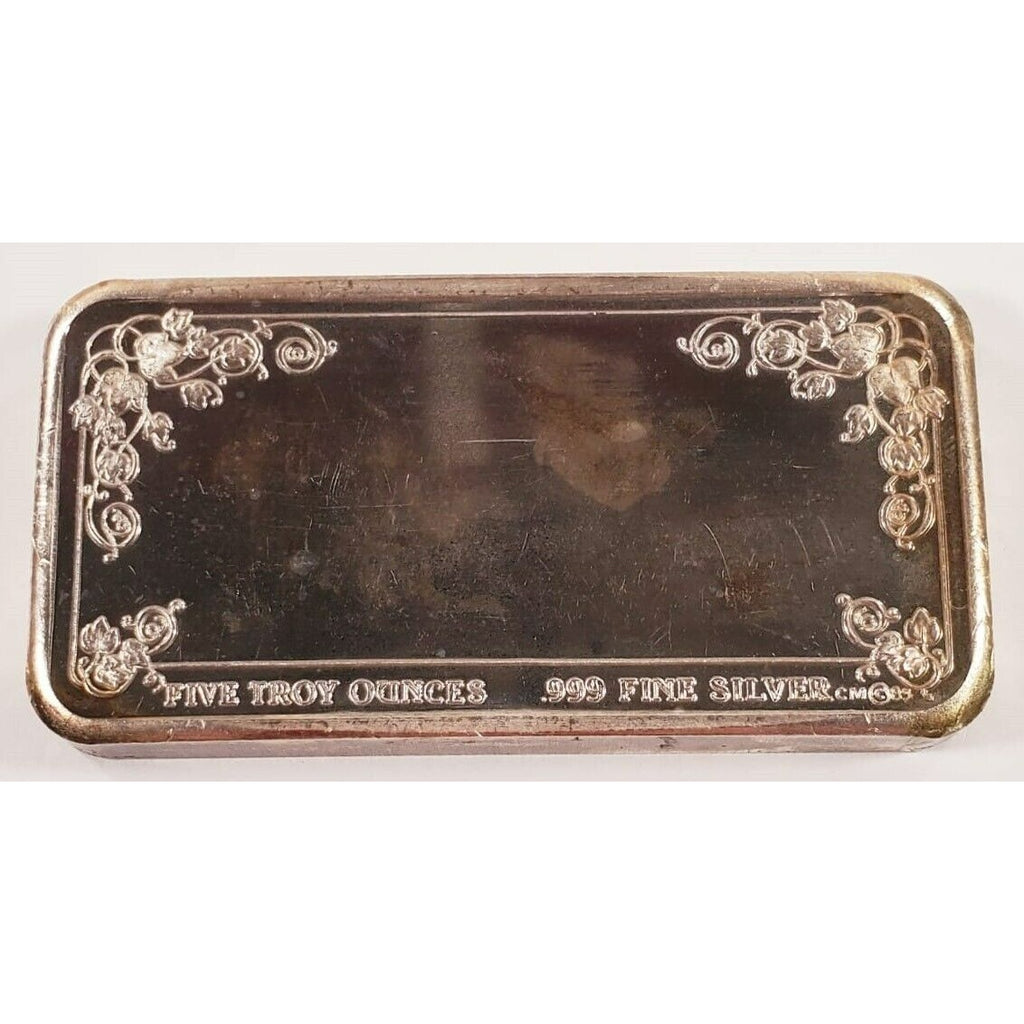 SEASON'S GREETINGS 1985 By Crown Mint 5 oz. Silver Art Bar