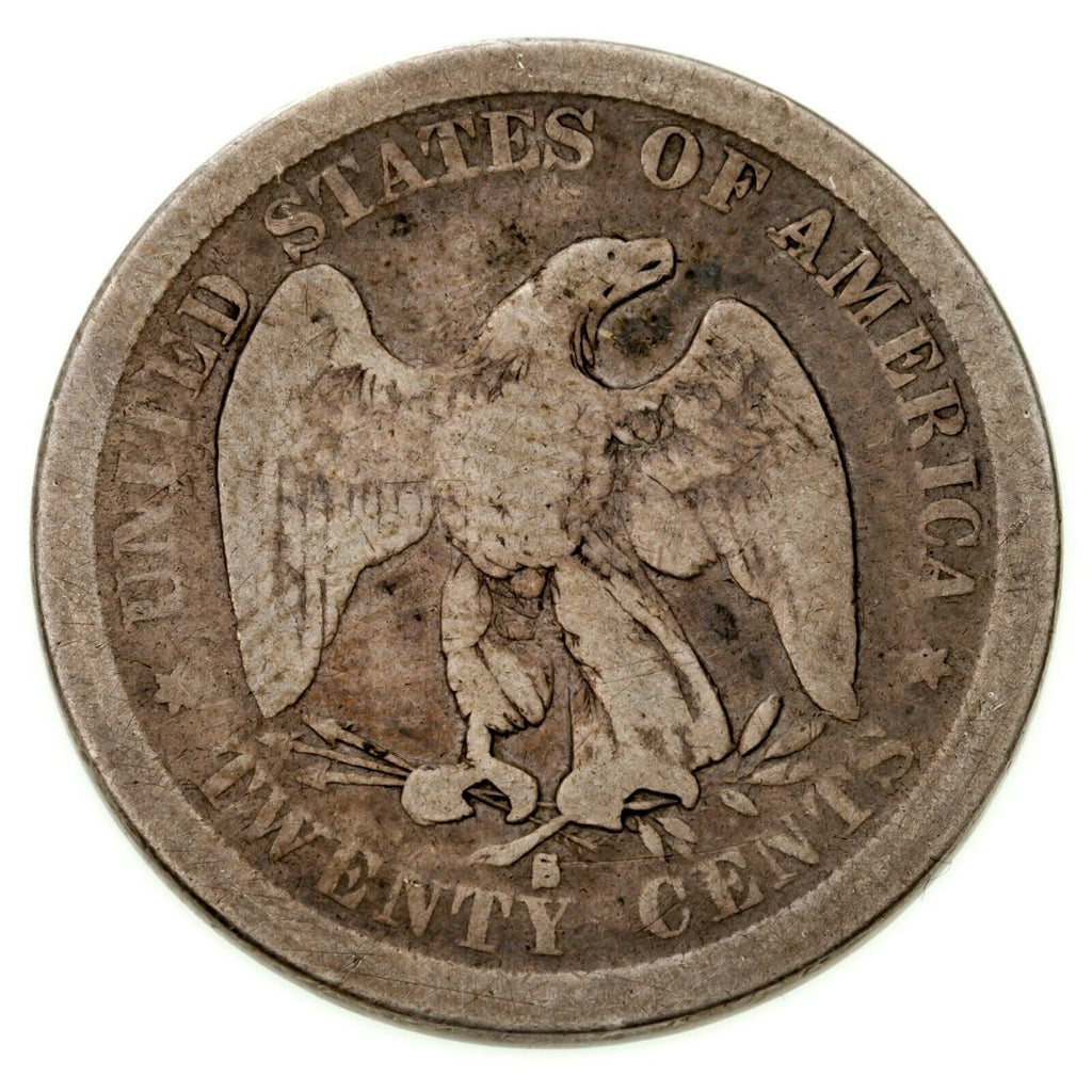 1875-S 20C Silver Piece, Good Condition, Full Rims on Both SIdes, Natural Color