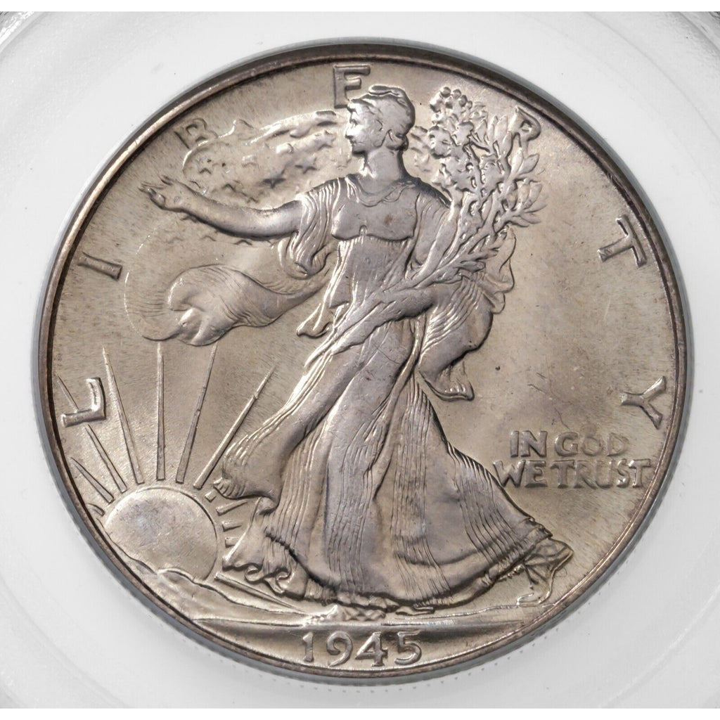 1945 50C Walking Liberty Half Dollar Graded by PCGS as MS65 Old Label