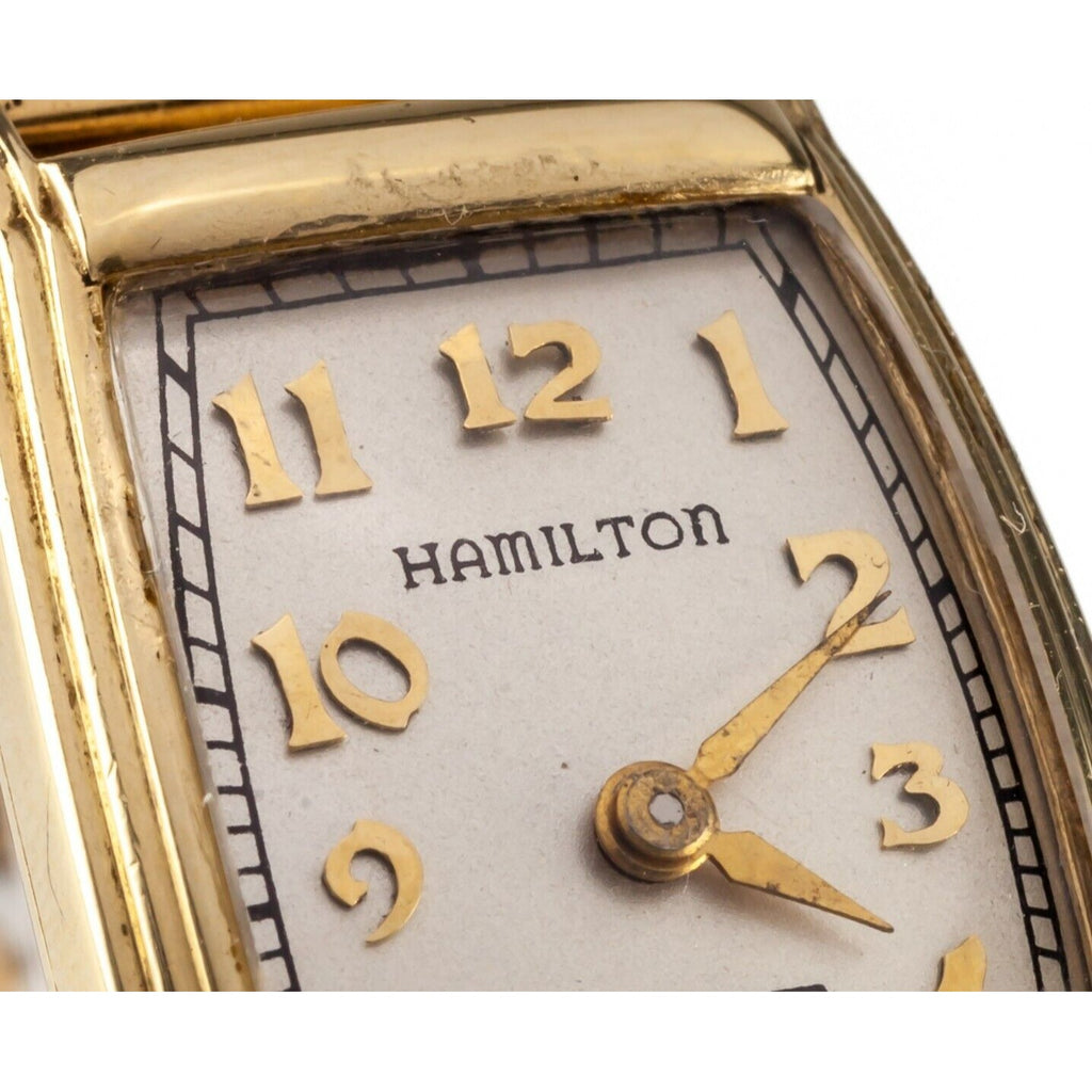 Hamilton 14k Gold Tonneau Hand-Winding w/ Allan Adler Modernist 10k Gold Band