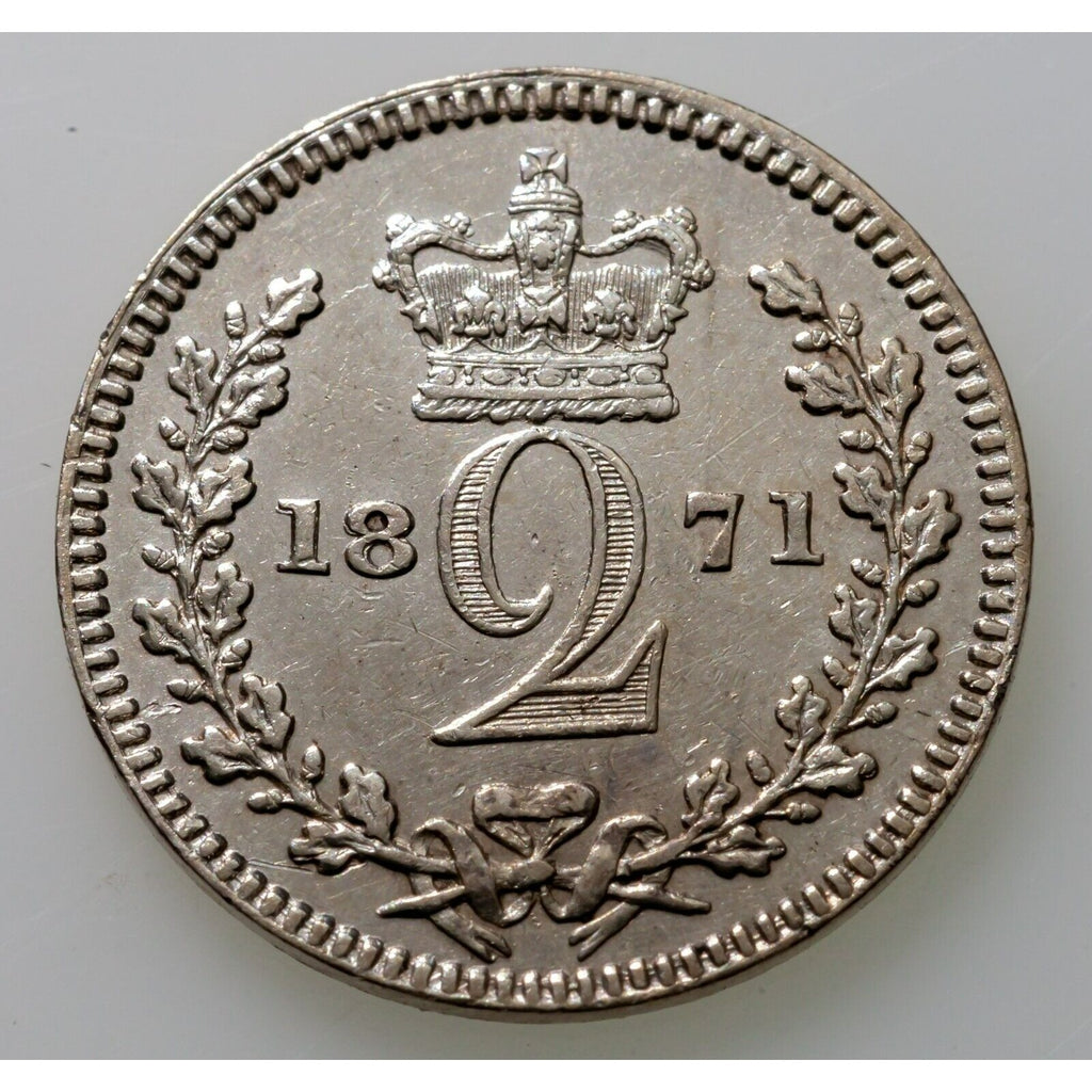 1871 Great Britain 2 Pence Silver Coin KM 729 Prooflike