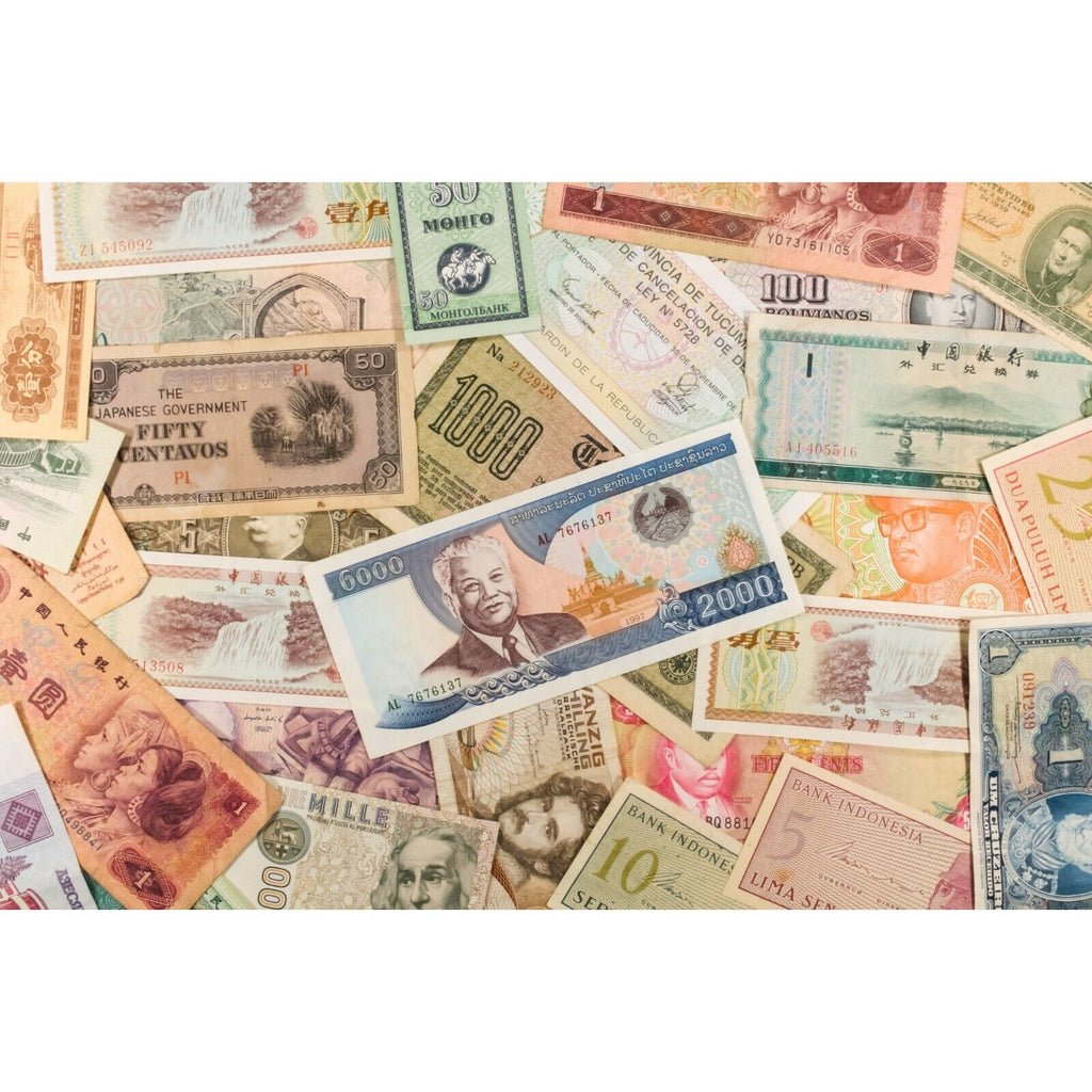 World Notes. Miscellaneous Europe, Asia, Central & South America. 50 Note Lot.