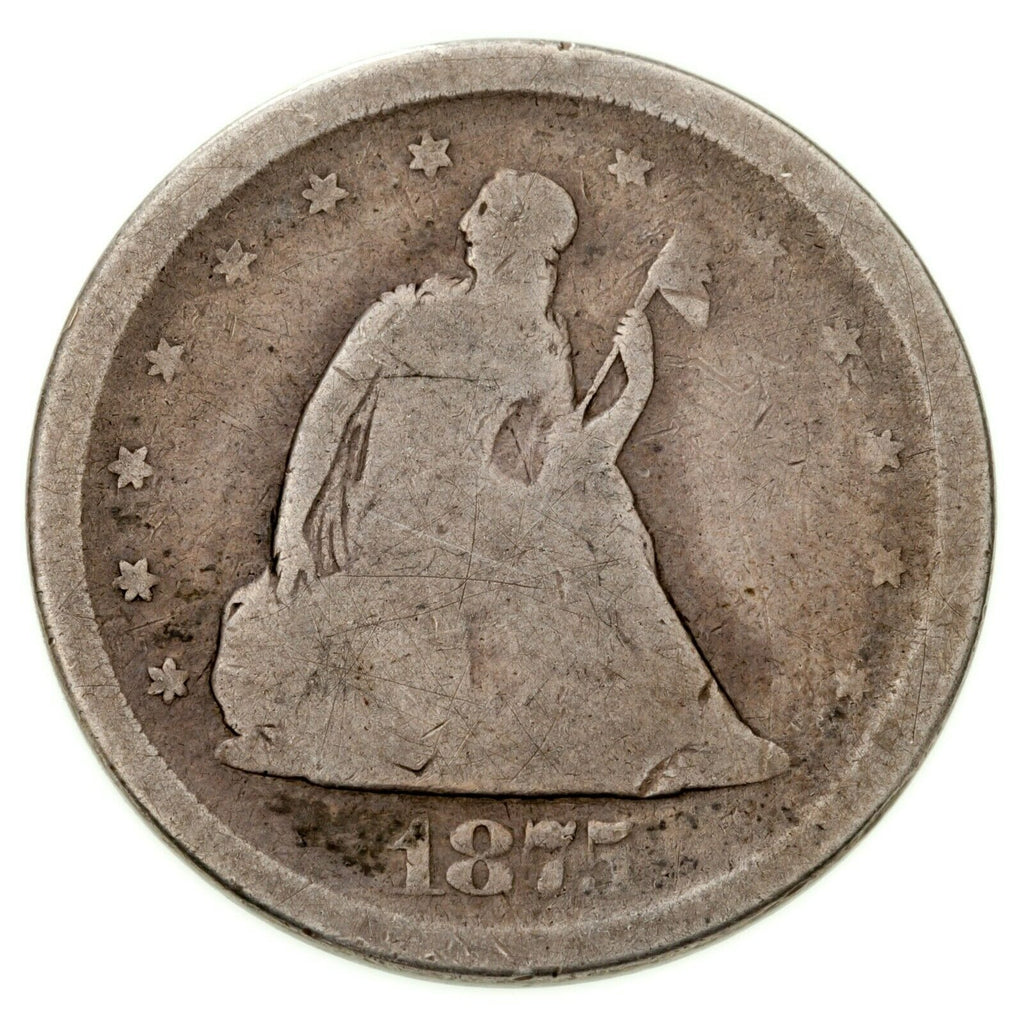 1875-S 20C Silver Piece, Good Condition, Full Rims on Both SIdes, Natural Color