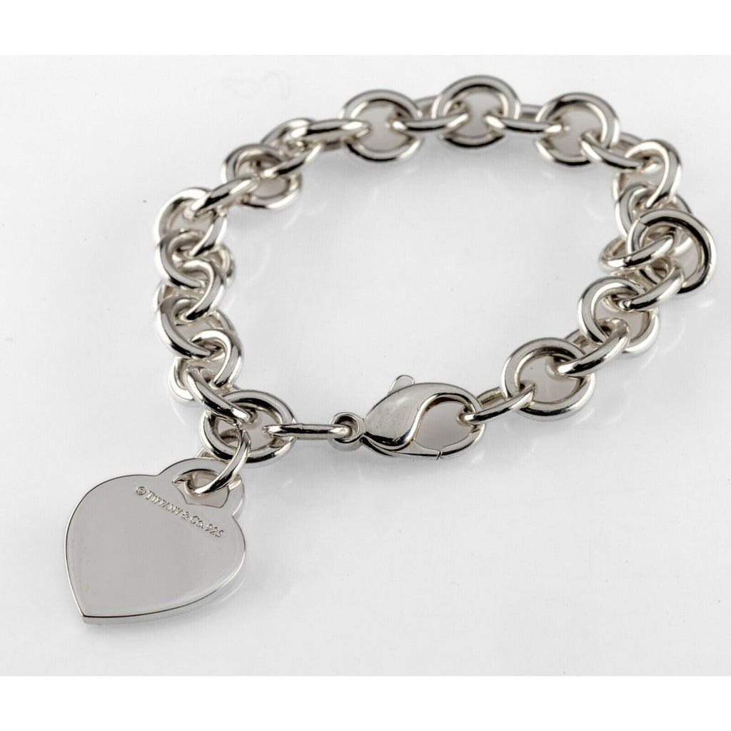 Tiffany & Co. Sterling Silver "Return to" Heart Tag Charm Bracelet 7.5"