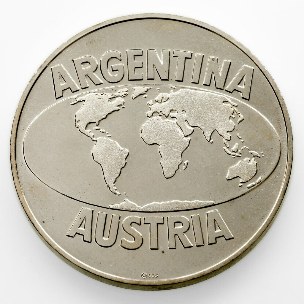 1978 World Cup Men's Soccer Argentina - Austria Silver Medal/ Token 40mm