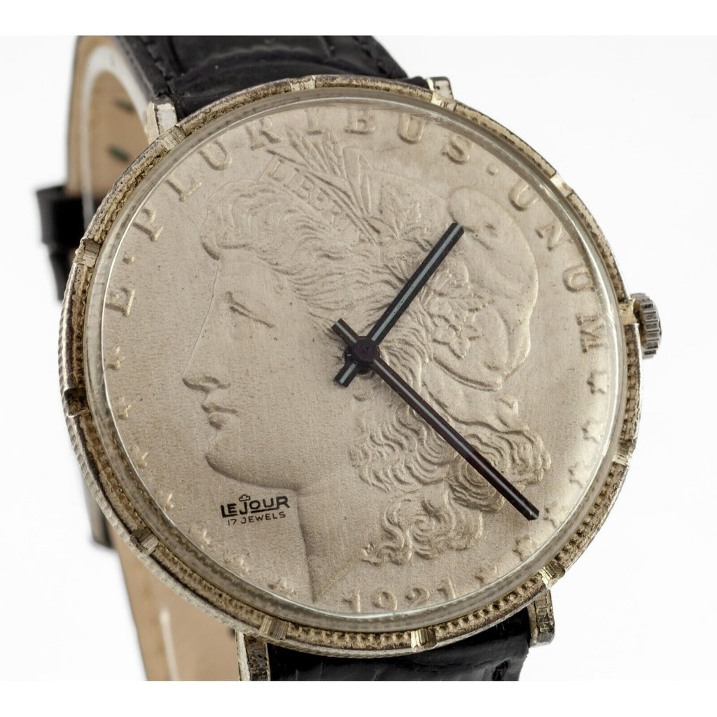 Le Jour Men's 1921 Morgan Dollar Hand-Winding Watch w/ Leather Band