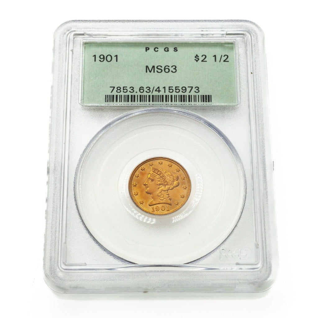 1901 $2.50 Gold Liberty Head Quarter Eagle Graded by PCGS as MS-63 Old Holder!