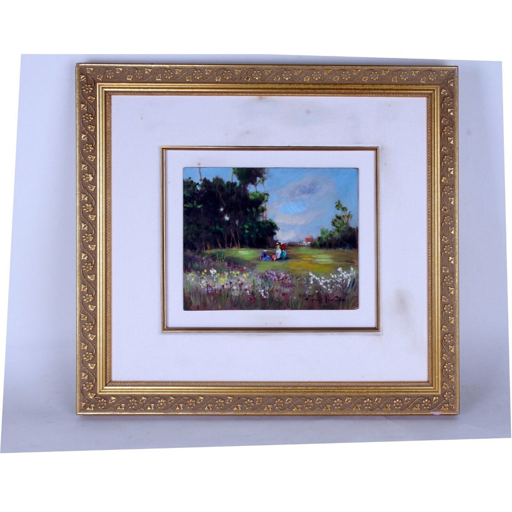 "Sunday at the Park" by Lerin Oil on Canvas Framed 24x20