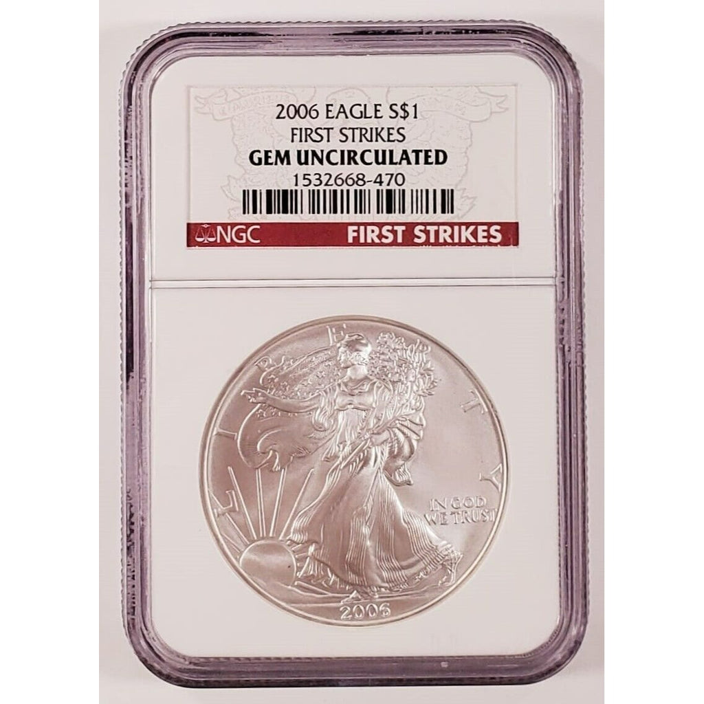 2006 S$1 Silver American Eagle Graded by NGC as Gem Uncirculated First Strikes