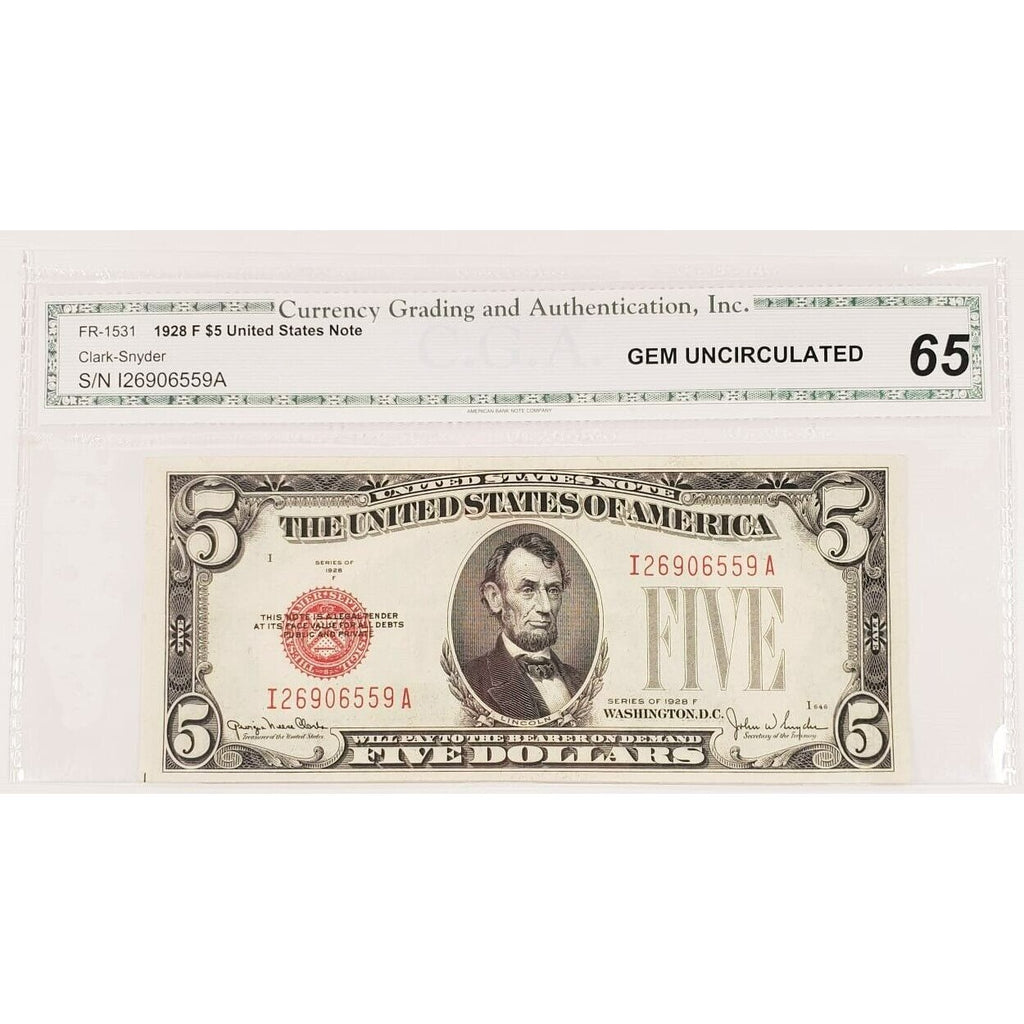 1928-F $5 United States Note in Gem Uncirculated Condition FR #1531