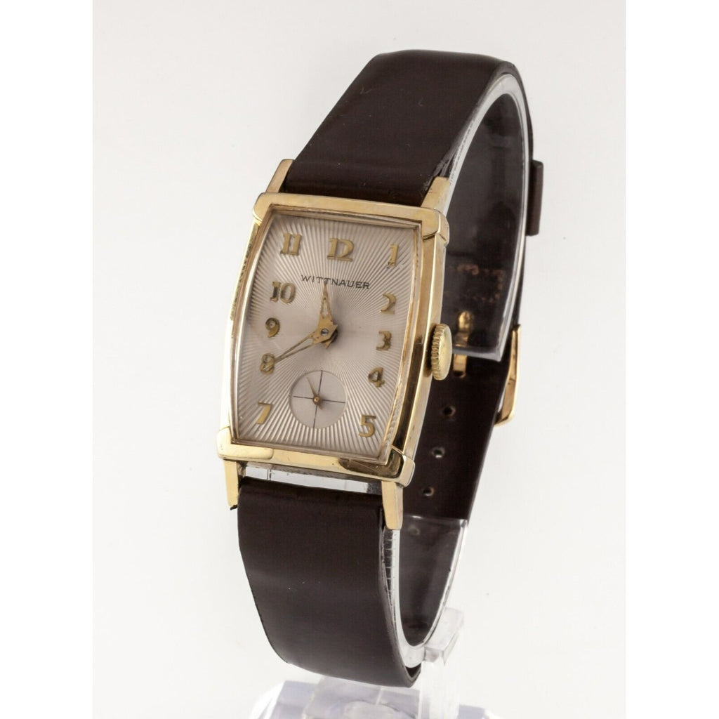 Wittnauer 10k Gold Bezel Mechanical Watch w/ Sunburst Dial 484