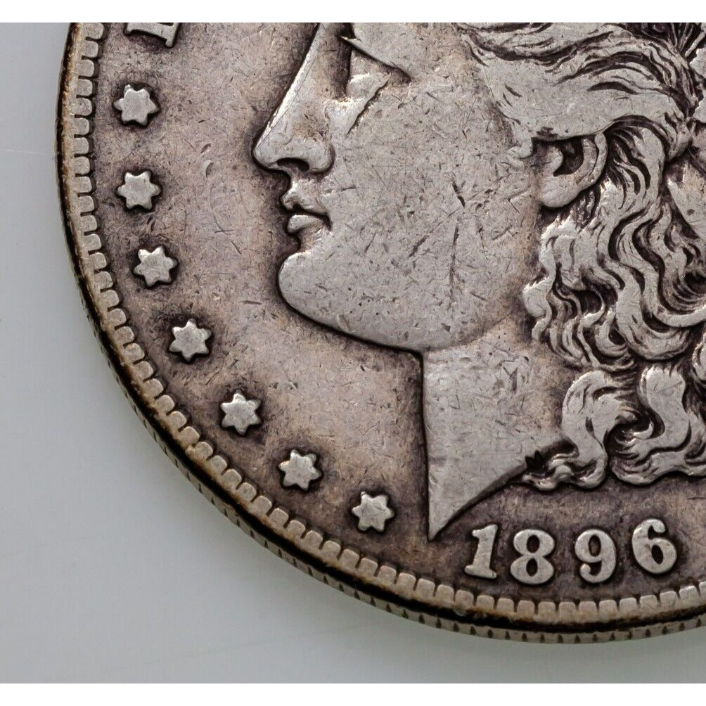 1896-S $1 Silver Morgan Dollar in Very Fine VF Condition, Natural Color
