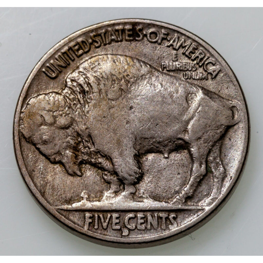 1916-D 5C Buffalo Nickel in Very Fine+ VF+ Condition, Natural Color, Full Horn