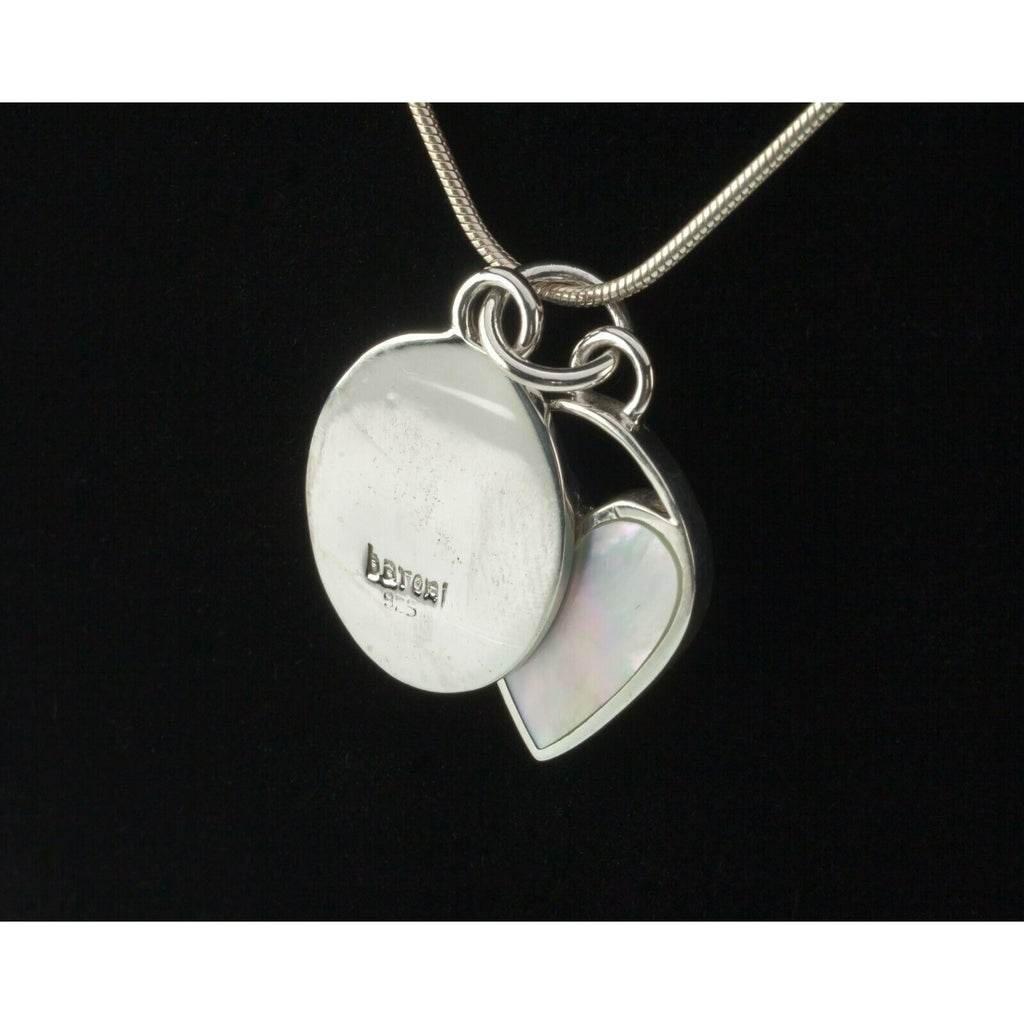 Baroni Sterling Silver Mother's Day Mother of Pearl Heart Pendant