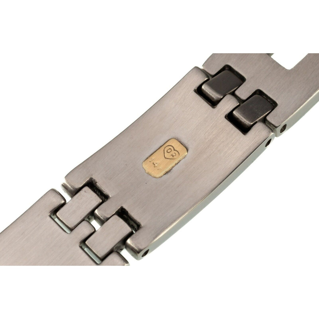 Stainless Steel & 14k Yellow Gold Men's Link Bracelet 8.5"