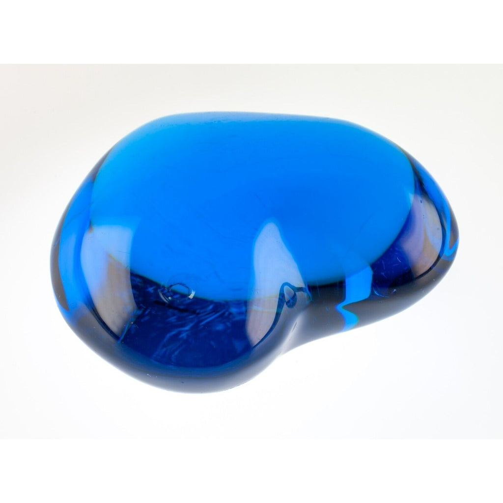 Baccarat Blue Puffy Crystal Heart Paperweight 3"