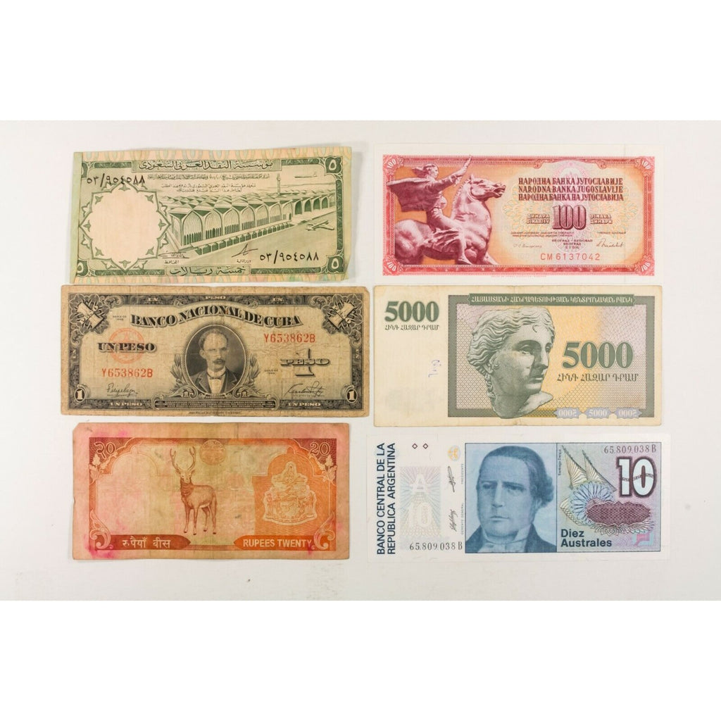 World Notes. Miscellaneous Europe, Asia, Central & South America. 50 Note Lot.