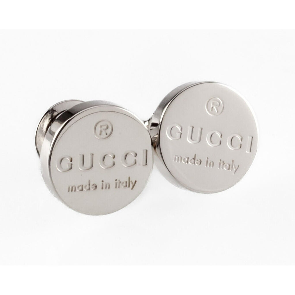 Gucci Sterling Silver Trademark Disk Earrings w/ Butterfly Backs "Made in Italy"