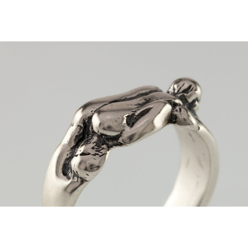 Kama Sutra Figures Sterling Silver Band Ring Size 10.5
