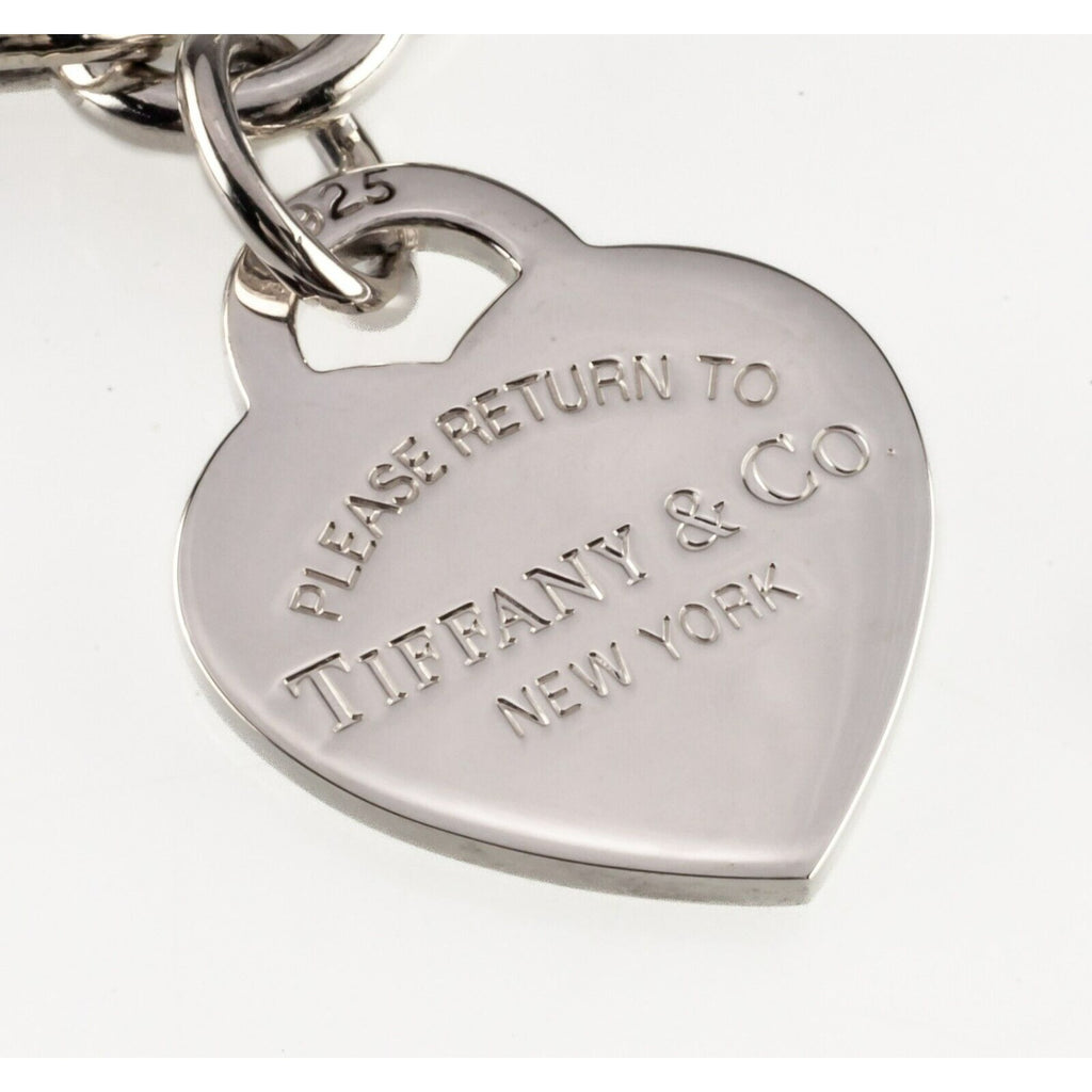 Tiffany & Co. Sterling Silver "Return to" Heart Tag Charm Bracelet 7.25"