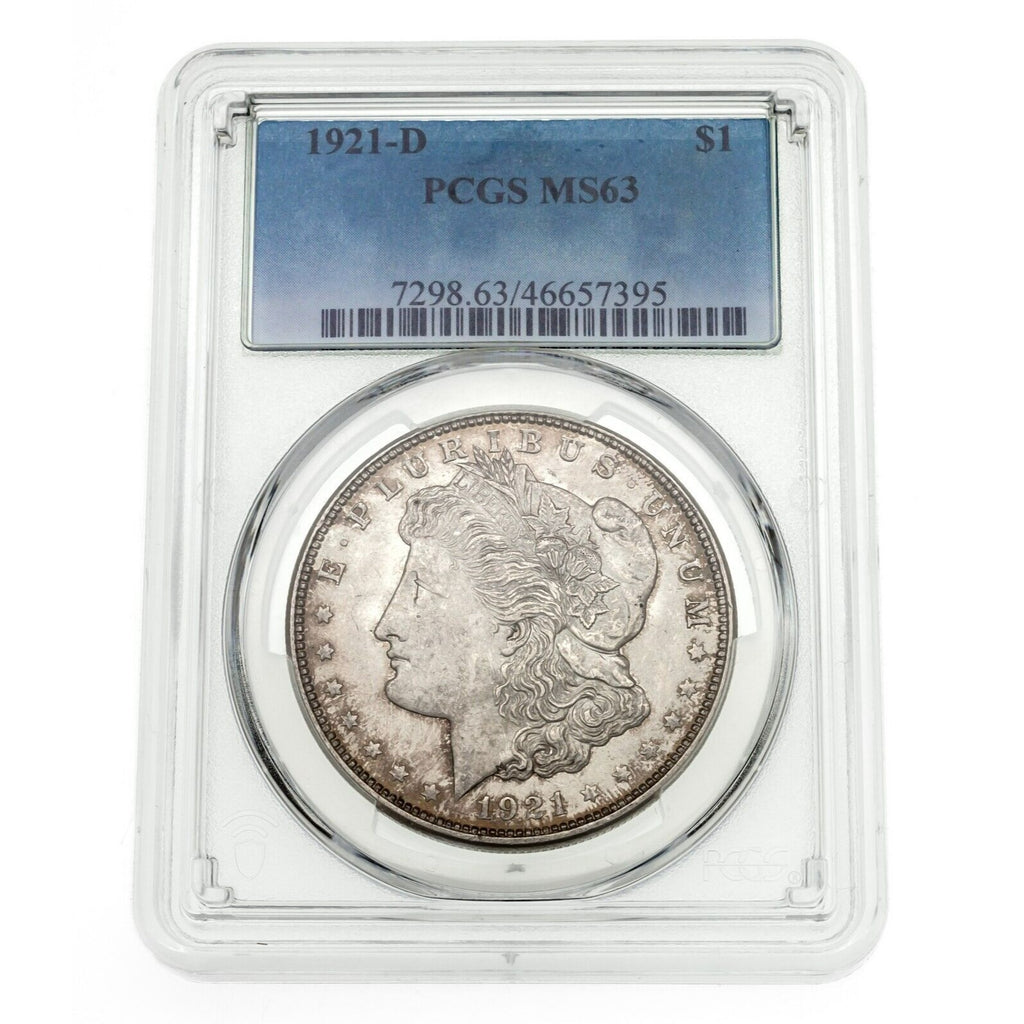 1921-D $1 Silver Morgan Dollar Graded by PCGS as MS-63