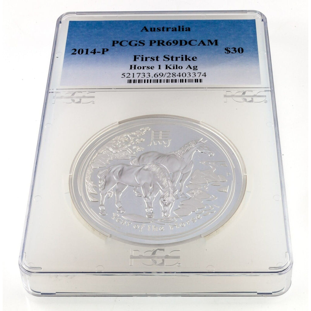 2014-P Australia 1 Kilo .999 Fine Silver Horse PCGS PR69DCAM First Strike