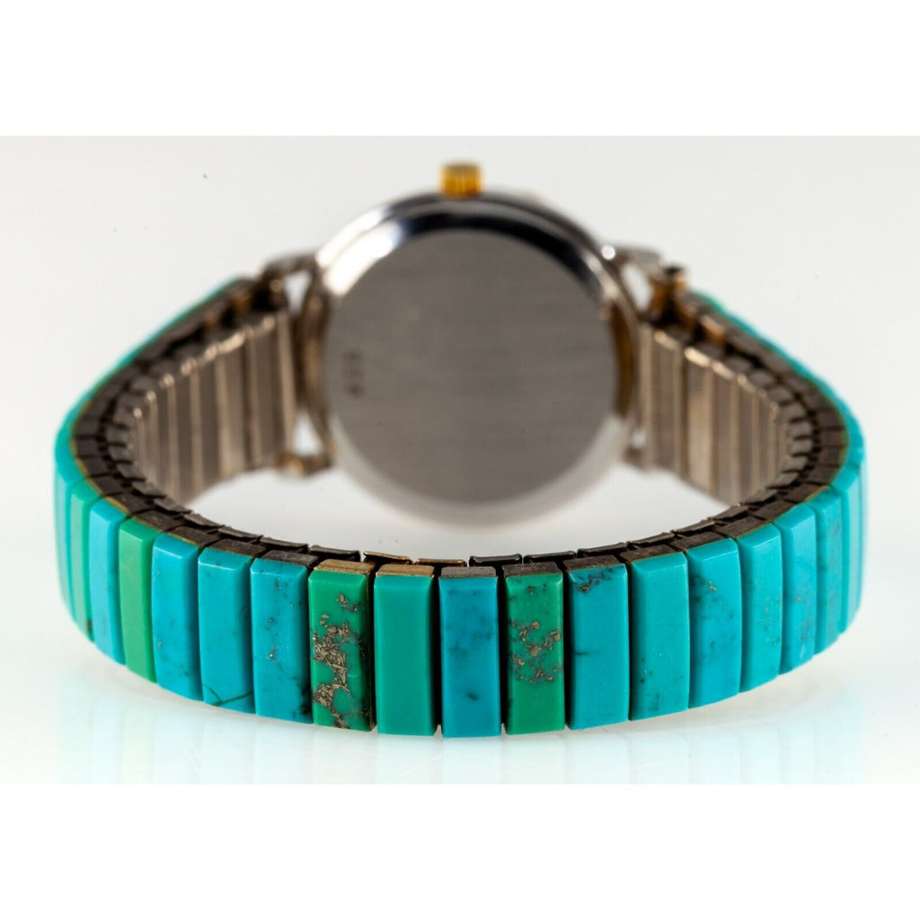 Unique! Clio Blue Quartz Watch with Turquoise Stretch Band 34.8gr