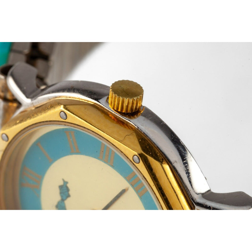 Unique! Clio Blue Quartz Watch with Turquoise Stretch Band 34.8gr