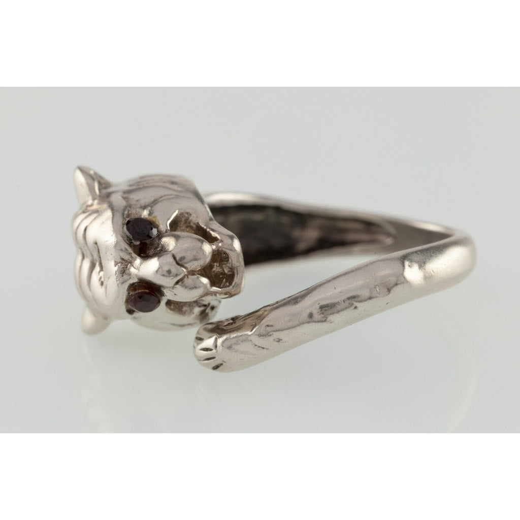 Tiger Head Sterling Silver Band Ring Size 11