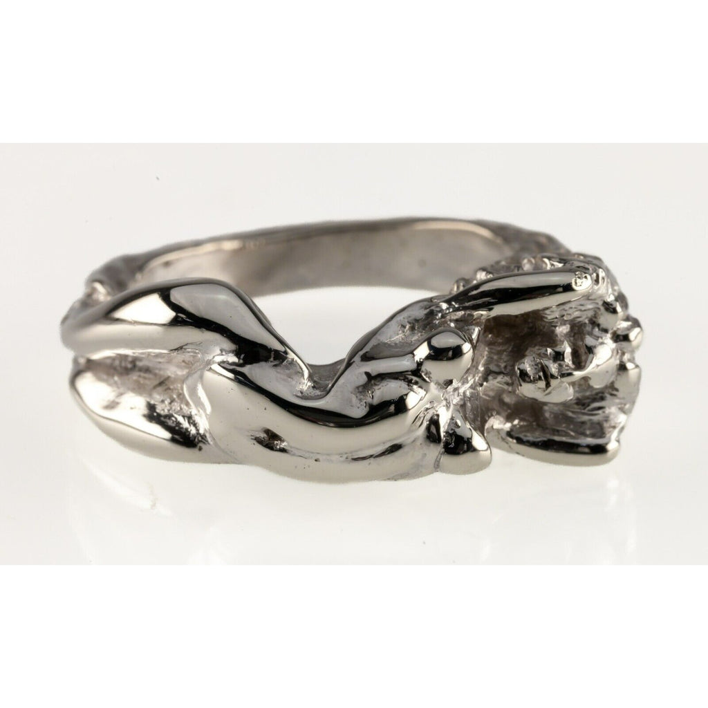 Sterling Silver Erotic Nude Woman Sculpted Band Ring Size 10