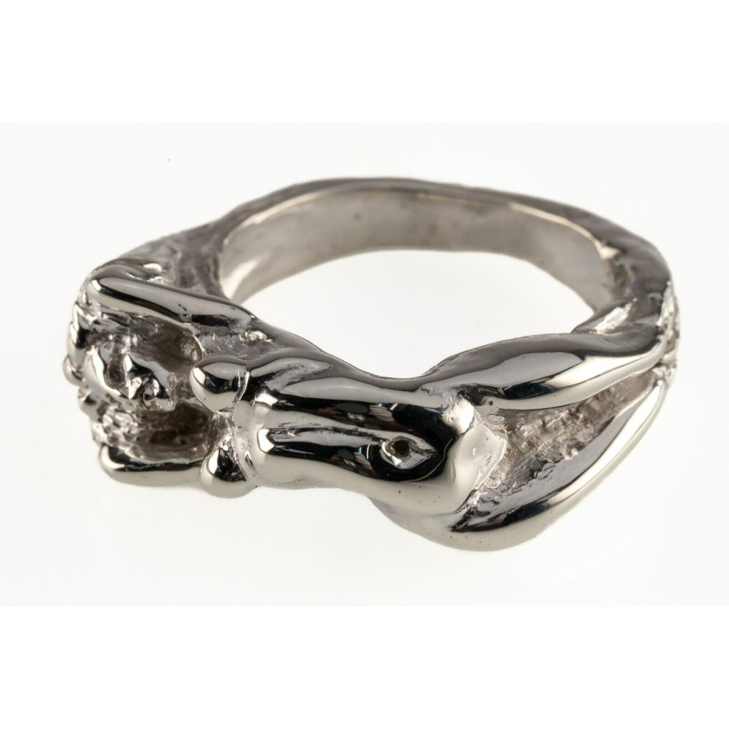 Sterling Silver Erotic Nude Woman Sculpted Band Ring Size 10