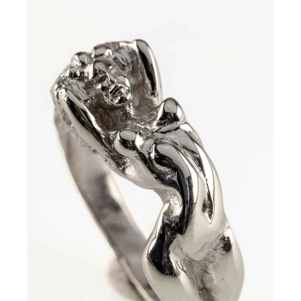 Sterling Silver Erotic Nude Woman Sculpted Band Ring Size 10