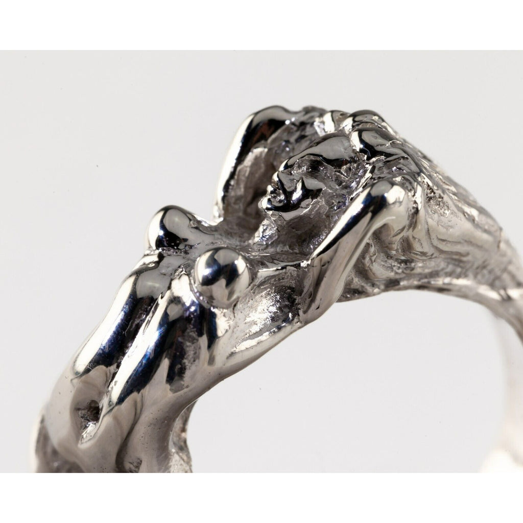 Sterling Silver Erotic Nude Woman Sculpted Band Ring Size 10