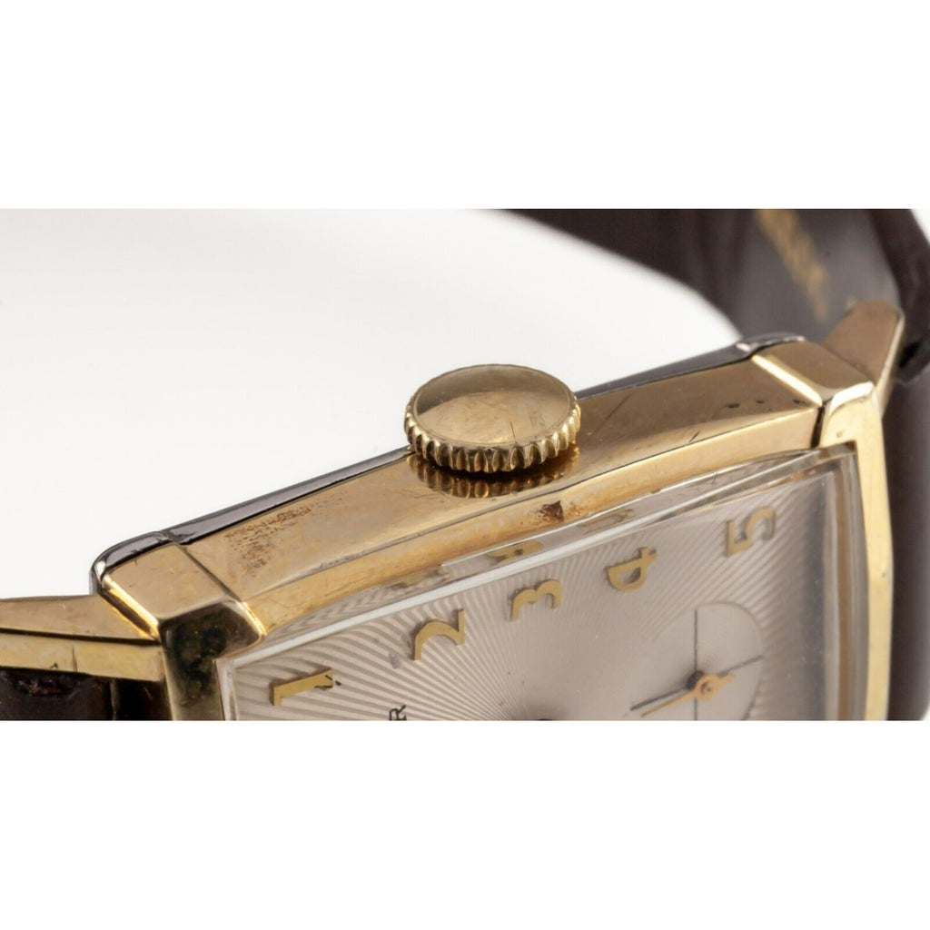 Wittnauer 10k Gold Bezel Mechanical Watch w/ Sunburst Dial 484