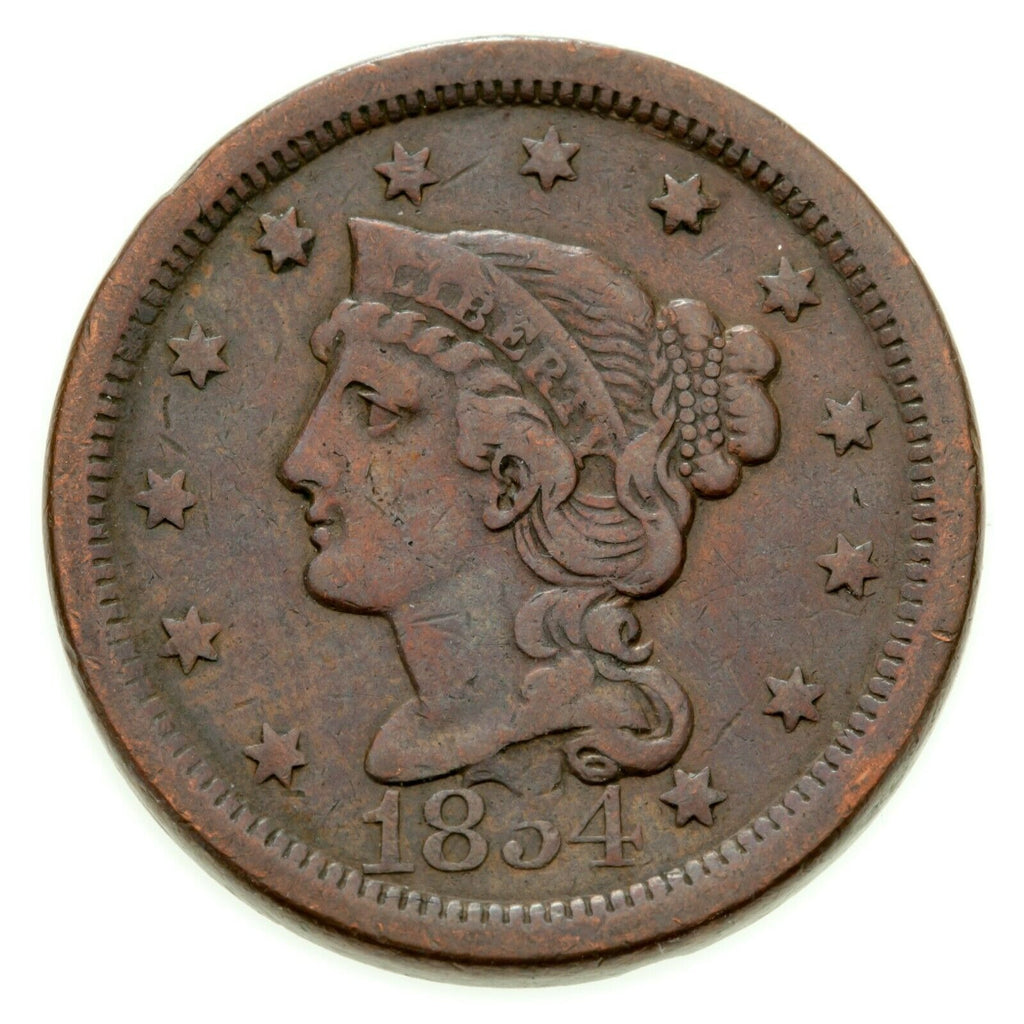 Lot of 2 Large Cents (1853 and 1854) in Fine Condition, Brown Color, Nice Detail