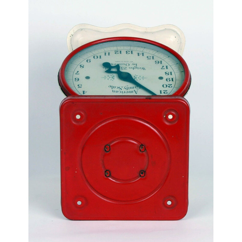 Vintage Red/White American Family Scale Co.  25 lbs Household Scale