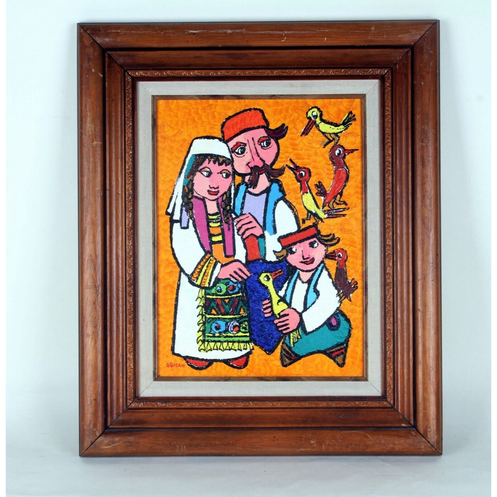 Jovan Obican: The Happy Family - Acrylic Painting Signed