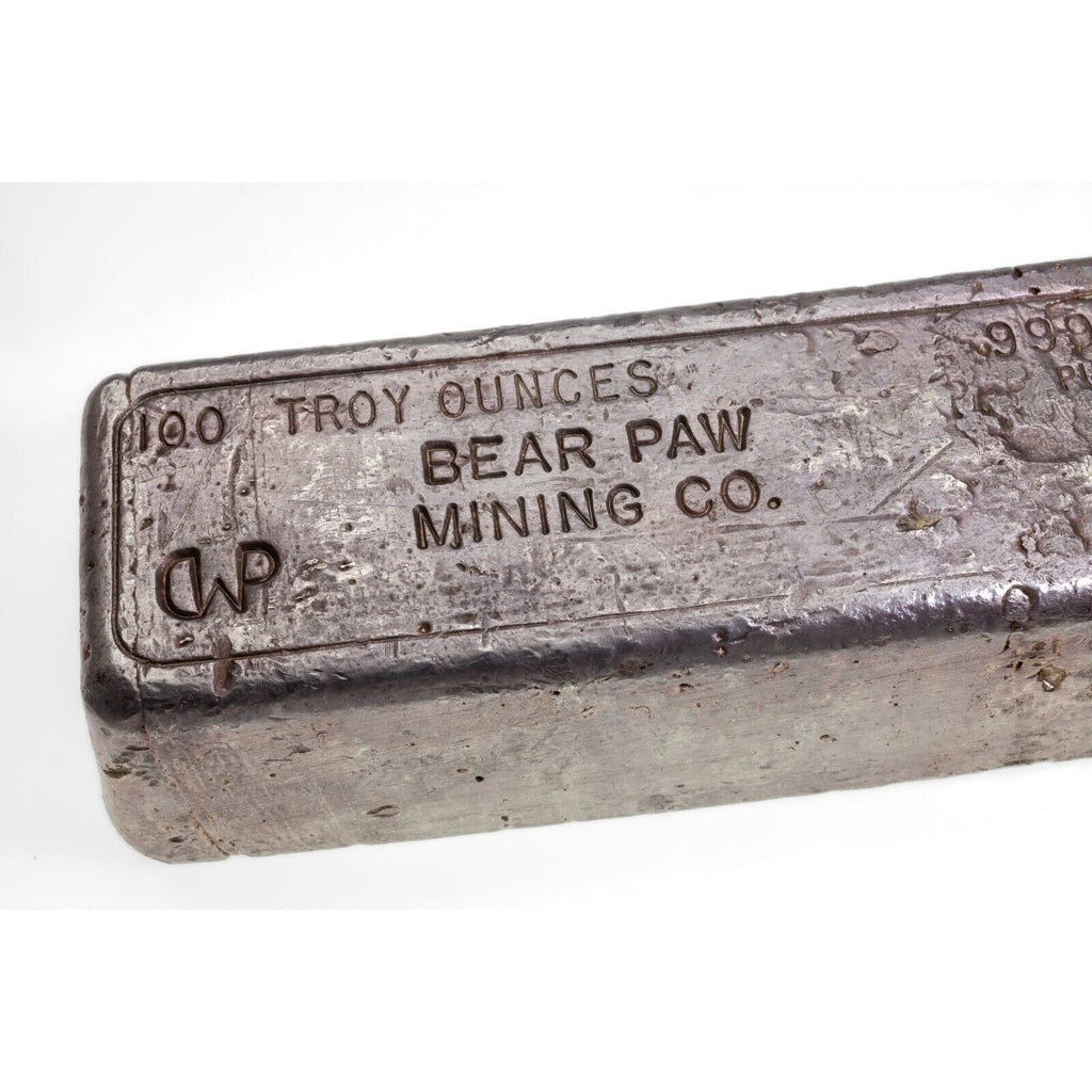 Bear Paw Mining Co. 97.91 Troy Oz. .999+ Fine Silver Bar Lot #2233 Old Pour!