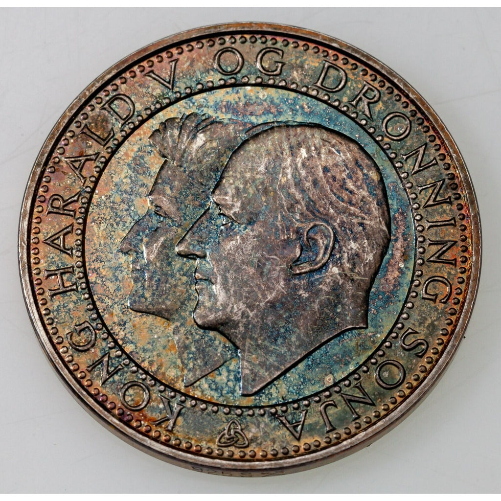 1993 King Harald & Queen Sonja Norway 25th Anniversary Sterling Silver Medal AU