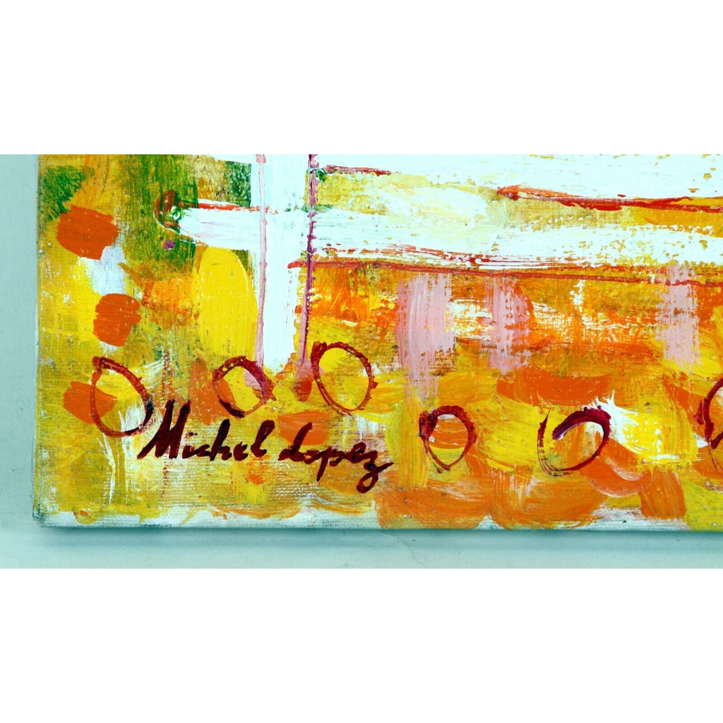 IN THE PARK BY MICHEL LOPEZ OIL ON CANVAS 16" x 12" UNFRAMED