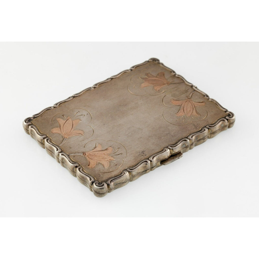835 Silver Cigarette Holder Box With Flora Pattern