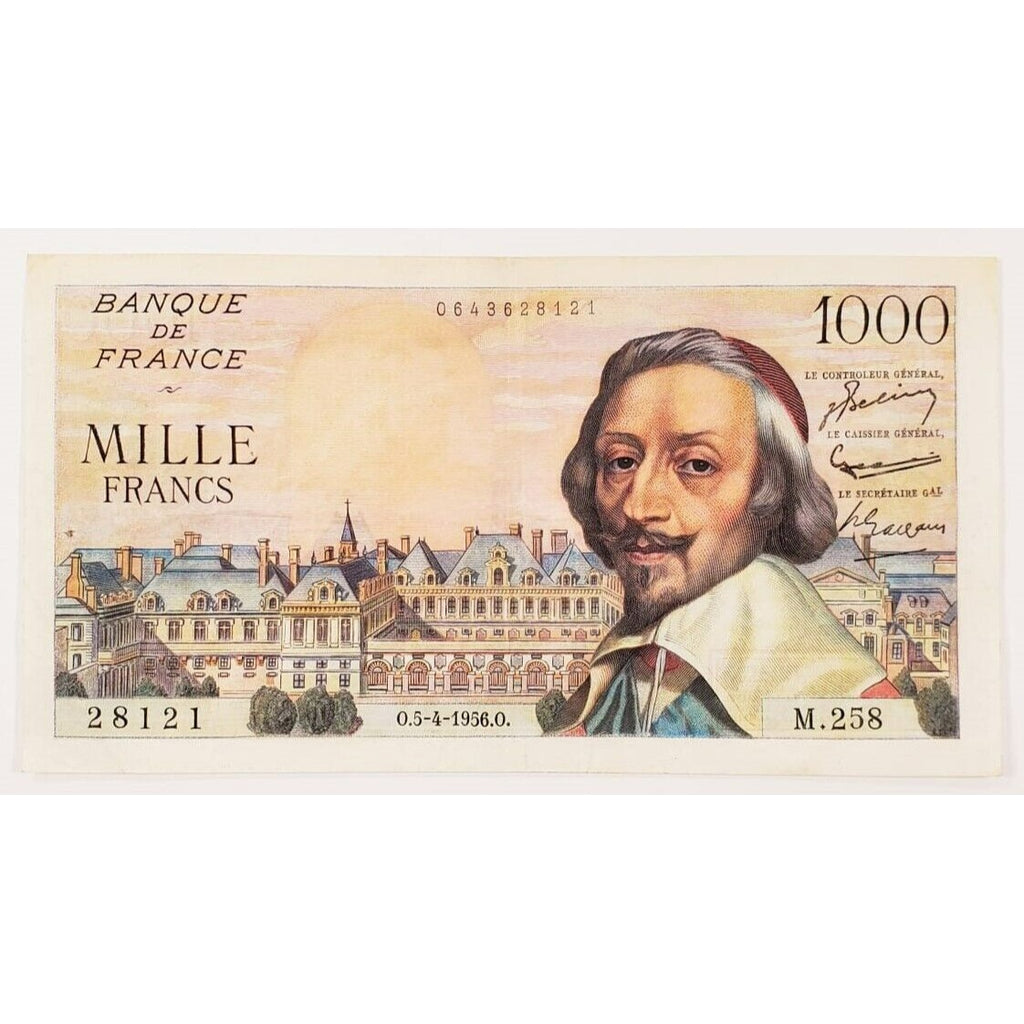1956 France 1000 Francs Note in VF Condition P #138